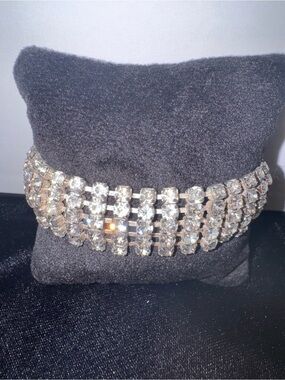 Rhinestone Multi-Row Bracelet- Clear Crystal